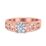 Art Deco Round Natural Stone Filigree Ring