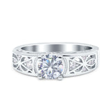 Art Deco Round Natural Stone Filigree Ring
