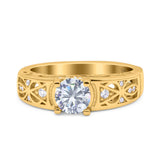 Art Deco Round Natural Stone Filigree Ring