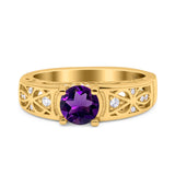 Art Deco Round Natural Stone Filigree Ring