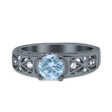 Art Deco Round Natural Stone Filigree Ring