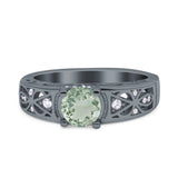 Art Deco Round Natural Stone Filigree Ring