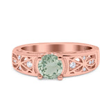 Art Deco Round Natural Stone Filigree Ring