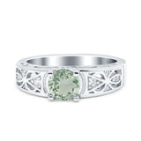 Art Deco Round Natural Stone Filigree Ring