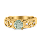 Art Deco Round Natural Stone Filigree Ring