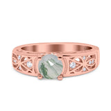 Art Deco Round Natural Stone Filigree Ring
