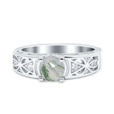 Art Deco Round Natural Stone Filigree Ring