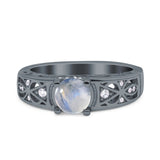 Art Deco Round Natural Stone Filigree Ring