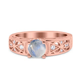 Art Deco Round Natural Stone Filigree Ring