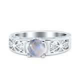 Art Deco Round Natural Stone Filigree Ring