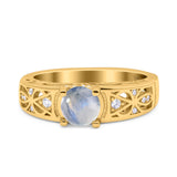 Art Deco Round Natural Stone Filigree Ring