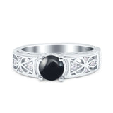 Art Deco Round Natural Stone Filigree Ring