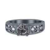 Art Deco Round Natural Stone Filigree Ring