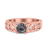 Art Deco Round Natural Stone Filigree Ring