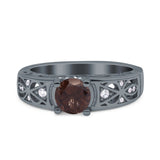 Art Deco Round Natural Stone Filigree Ring