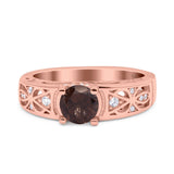 Art Deco Round Natural Stone Filigree Ring