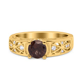 Art Deco Round Natural Stone Filigree Ring