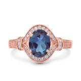 Art Deco Oval Natural Stone Halo Ring