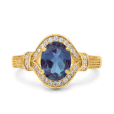 Art Deco Oval Natural Stone Halo Ring