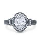 Art Deco Oval Natural Stone Halo Ring