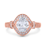 Art Deco Oval Natural Stone Halo Ring