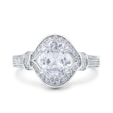 Oval Moissanite Halo Beaded Ring 925 Sterling Silver