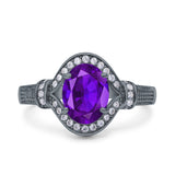 Art Deco Oval Natural Stone Halo Ring