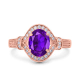 Art Deco Oval Natural Stone Halo Ring