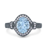 Art Deco Oval Natural Stone Halo Ring