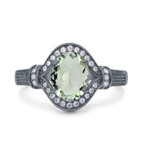 Art Deco Oval Natural Stone Halo Ring