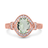 Art Deco Oval Natural Stone Halo Ring