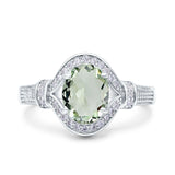 Art Deco Oval Natural Stone Halo Ring