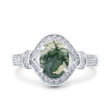 Art Deco Oval Natural Stone Halo Ring