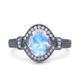 Art Deco Oval Natural Stone Halo Ring