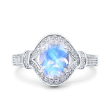 Art Deco Oval Natural Stone Halo Ring