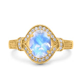 Art Deco Oval Natural Stone Halo Ring