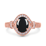 Art Deco Oval Natural Stone Halo Ring