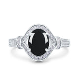 Art Deco Oval Natural Stone Halo Ring