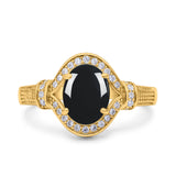 Art Deco Oval Natural Stone Halo Ring
