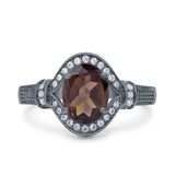 Art Deco Oval Natural Stone Halo Ring