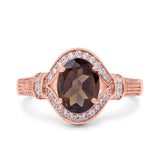 Art Deco Oval Natural Stone Halo Ring