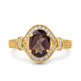 Art Deco Oval Natural Stone Halo Ring