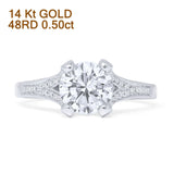 14K White Gold Round Moissanite Split Shank Diamond Ring
