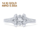 14K White Gold 0.50ct Round Split Shank Cluster Semi Mount Diamond Ring
