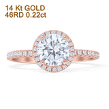 14K Rose Gold Round Halo Moissanite Diamond Ring