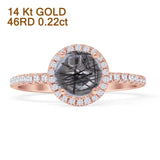 14K Rose Gold Round Halo Natural Rutilated Quartz Diamond Ring