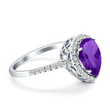Pear Teardrop Halo Natural Diamond Ring