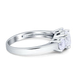 Three Stone Round Cubic Zirconia Gold Ring