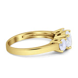 Three Stone Round Cubic Zirconia Gold Ring