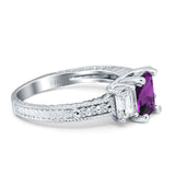 Three Stone Emerald Cut Gold Ring